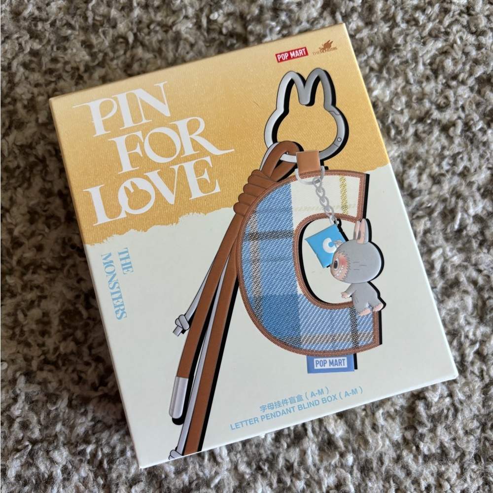 Labubu Pop Mart Pin for Love Keychain-Letter H